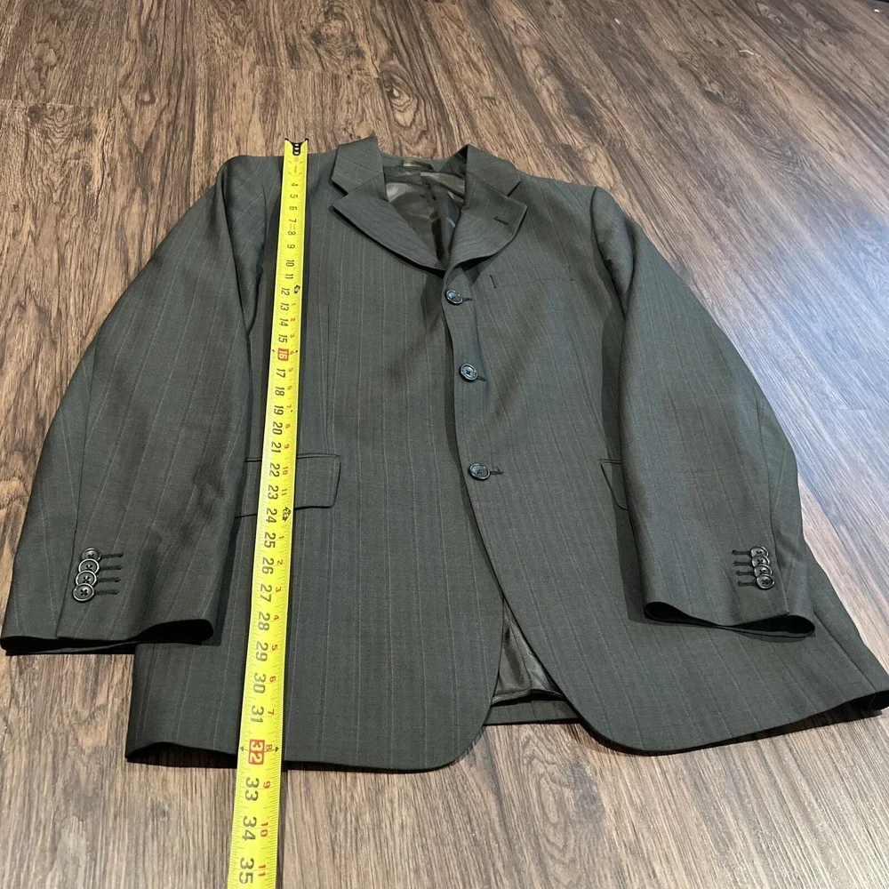 Mens Banana Republic Wool Sports Jacket 46R Gray Pin Striped Blazer